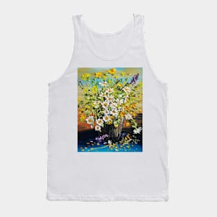 rainbow of daisies, flowers in vase, flowers outside, daisies in vase painting Tank Top